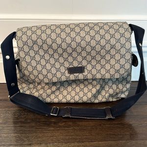 Gucci diaper bag limited edition navy and gray authentic